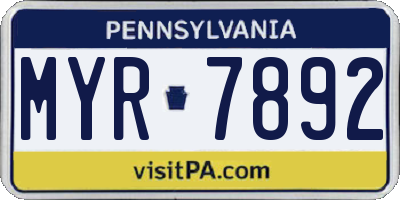 PA license plate MYR7892