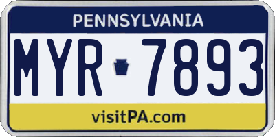 PA license plate MYR7893