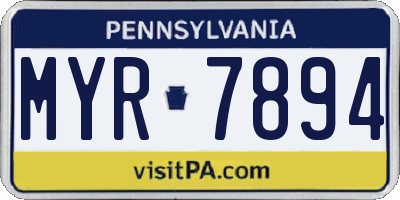 PA license plate MYR7894