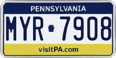 PA license plate MYR7908