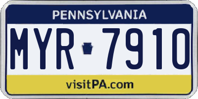 PA license plate MYR7910