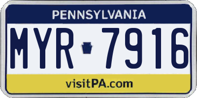 PA license plate MYR7916