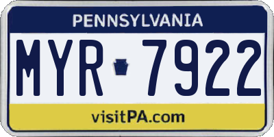 PA license plate MYR7922
