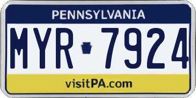 PA license plate MYR7924