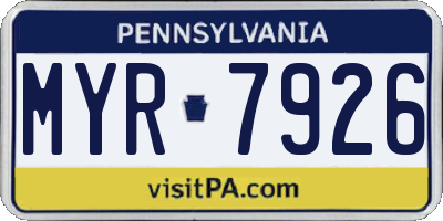 PA license plate MYR7926