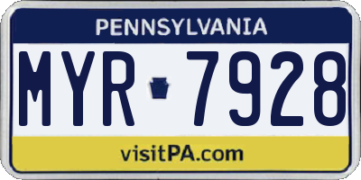 PA license plate MYR7928