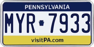 PA license plate MYR7933