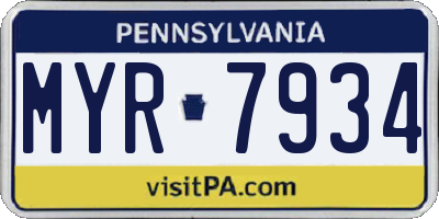 PA license plate MYR7934
