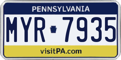 PA license plate MYR7935