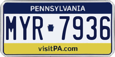 PA license plate MYR7936