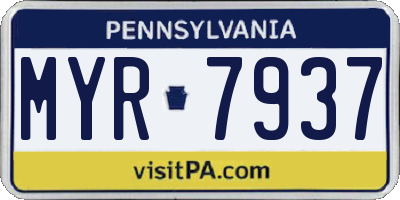 PA license plate MYR7937
