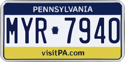 PA license plate MYR7940