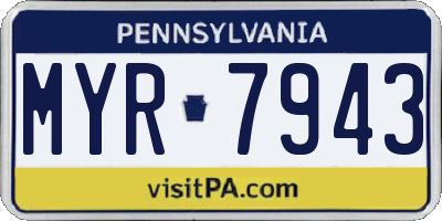 PA license plate MYR7943