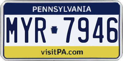 PA license plate MYR7946