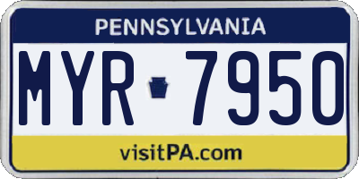 PA license plate MYR7950