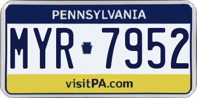 PA license plate MYR7952