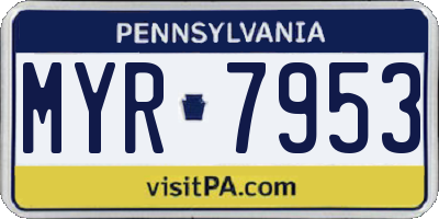 PA license plate MYR7953