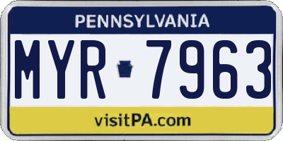 PA license plate MYR7963