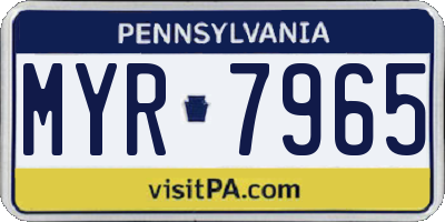 PA license plate MYR7965