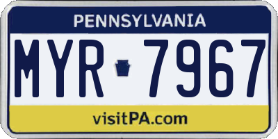 PA license plate MYR7967
