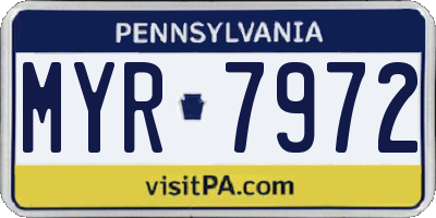 PA license plate MYR7972