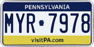 PA license plate MYR7978