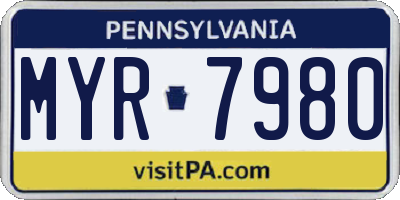 PA license plate MYR7980