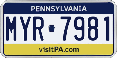 PA license plate MYR7981