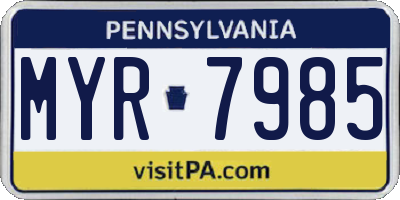 PA license plate MYR7985