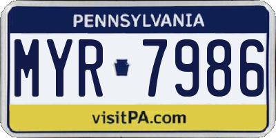PA license plate MYR7986