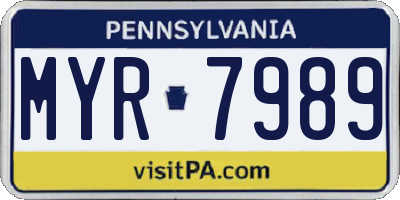 PA license plate MYR7989