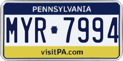 PA license plate MYR7994