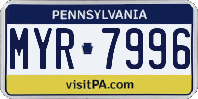 PA license plate MYR7996