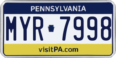 PA license plate MYR7998