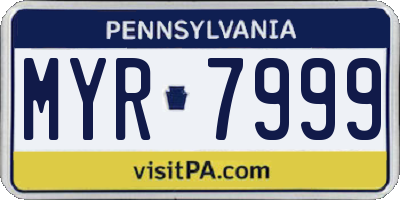 PA license plate MYR7999
