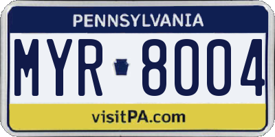 PA license plate MYR8004