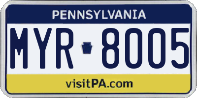 PA license plate MYR8005