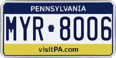 PA license plate MYR8006