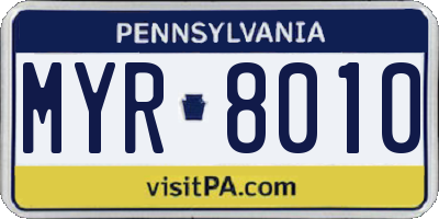 PA license plate MYR8010