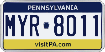 PA license plate MYR8011