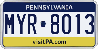 PA license plate MYR8013