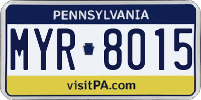 PA license plate MYR8015