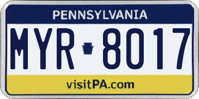 PA license plate MYR8017