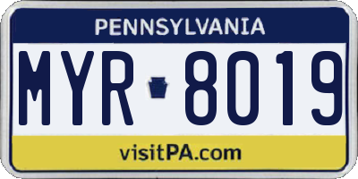 PA license plate MYR8019