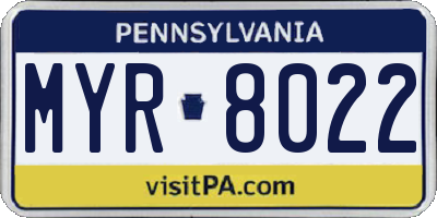 PA license plate MYR8022