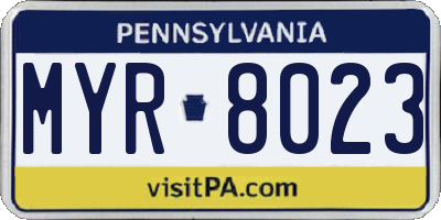 PA license plate MYR8023