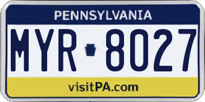 PA license plate MYR8027