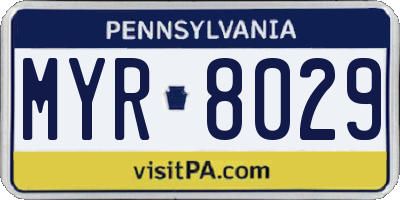 PA license plate MYR8029
