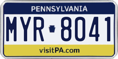 PA license plate MYR8041
