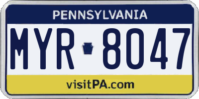 PA license plate MYR8047
